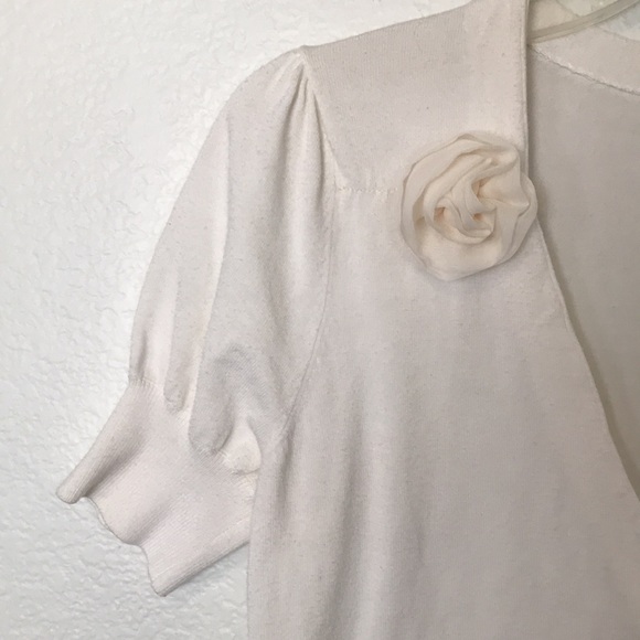 ANN TAYLOR LOFT SHORT SLEEVE LIGHT WEIGHT CREAM COLORED CARDIGAN SIZE S/P - Picture 3 of 5